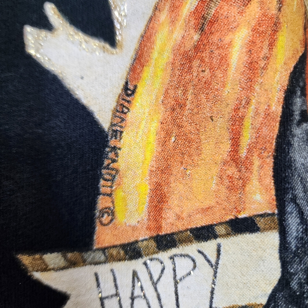 Gildan Vtg Halloween cat pumpkin ghost sparkly graphic t-shirt woman's size L - Picture 7 of 8